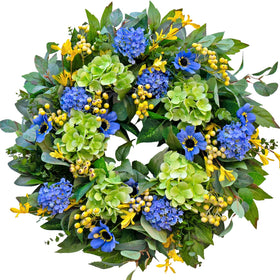 WreathQueen Spring Wreath Front Door 24inch adds vibrant curb appeal for spring and summer.