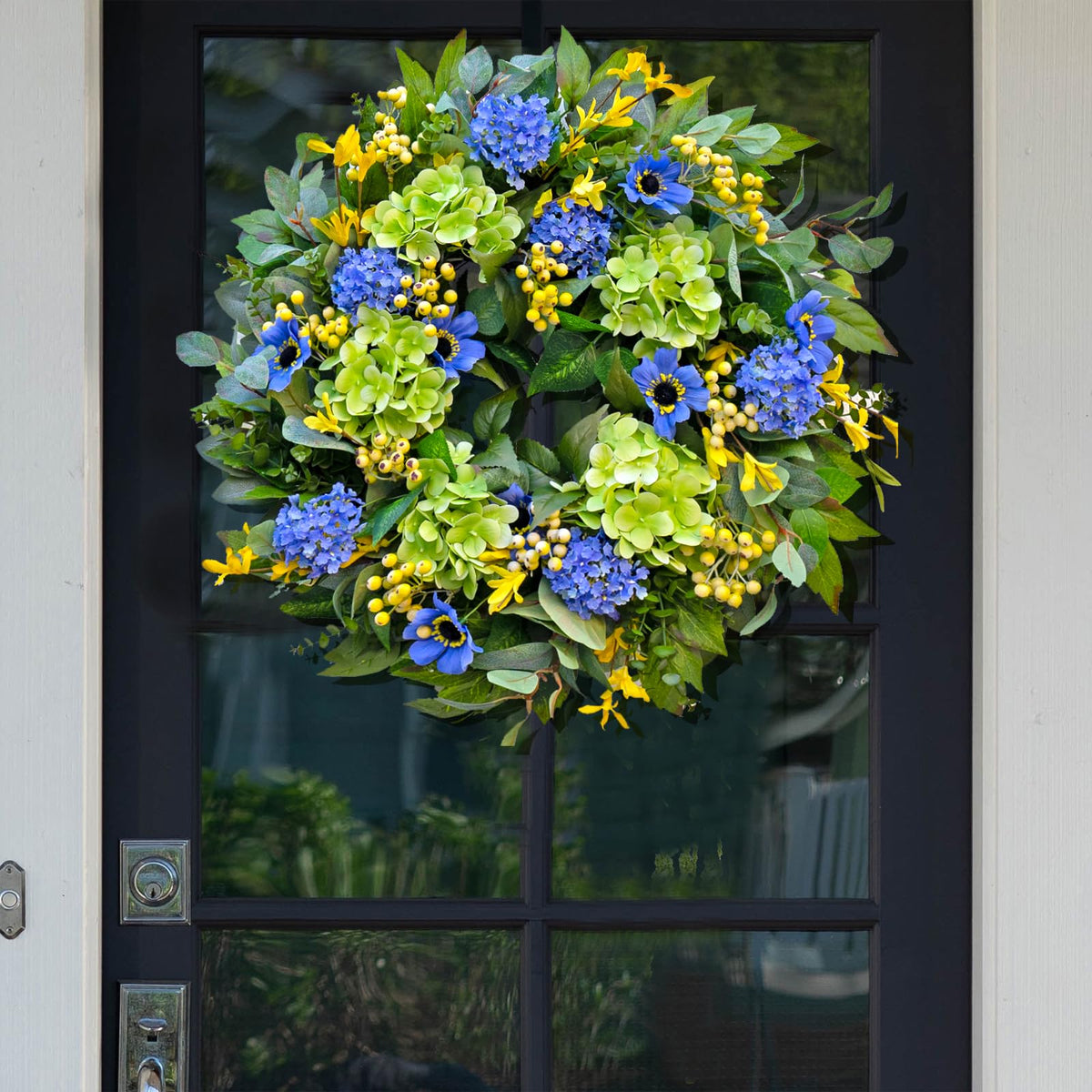 WreathQueen Weatherproof Front Door Wreath suitable for indoor and outdoor display.