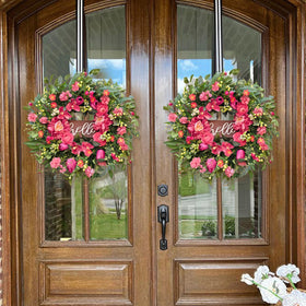 WreathQueen weatherproof outdoor wreath featuring lush greenery for year-round appeal