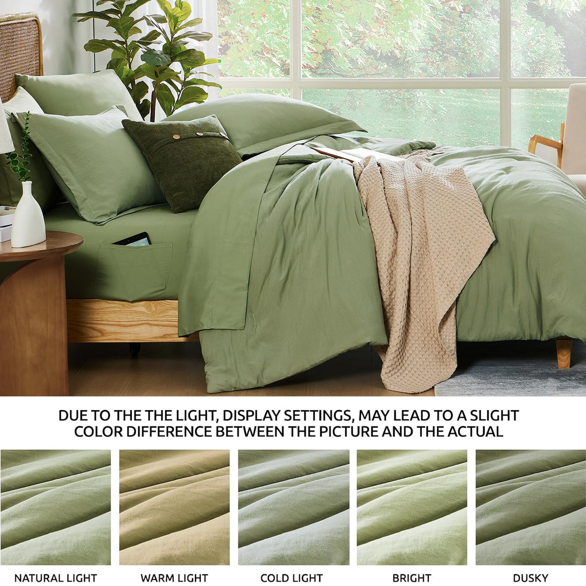 WRENSONGE sage-green pillowcase completes the set with soft microfiber finish for daily use.
