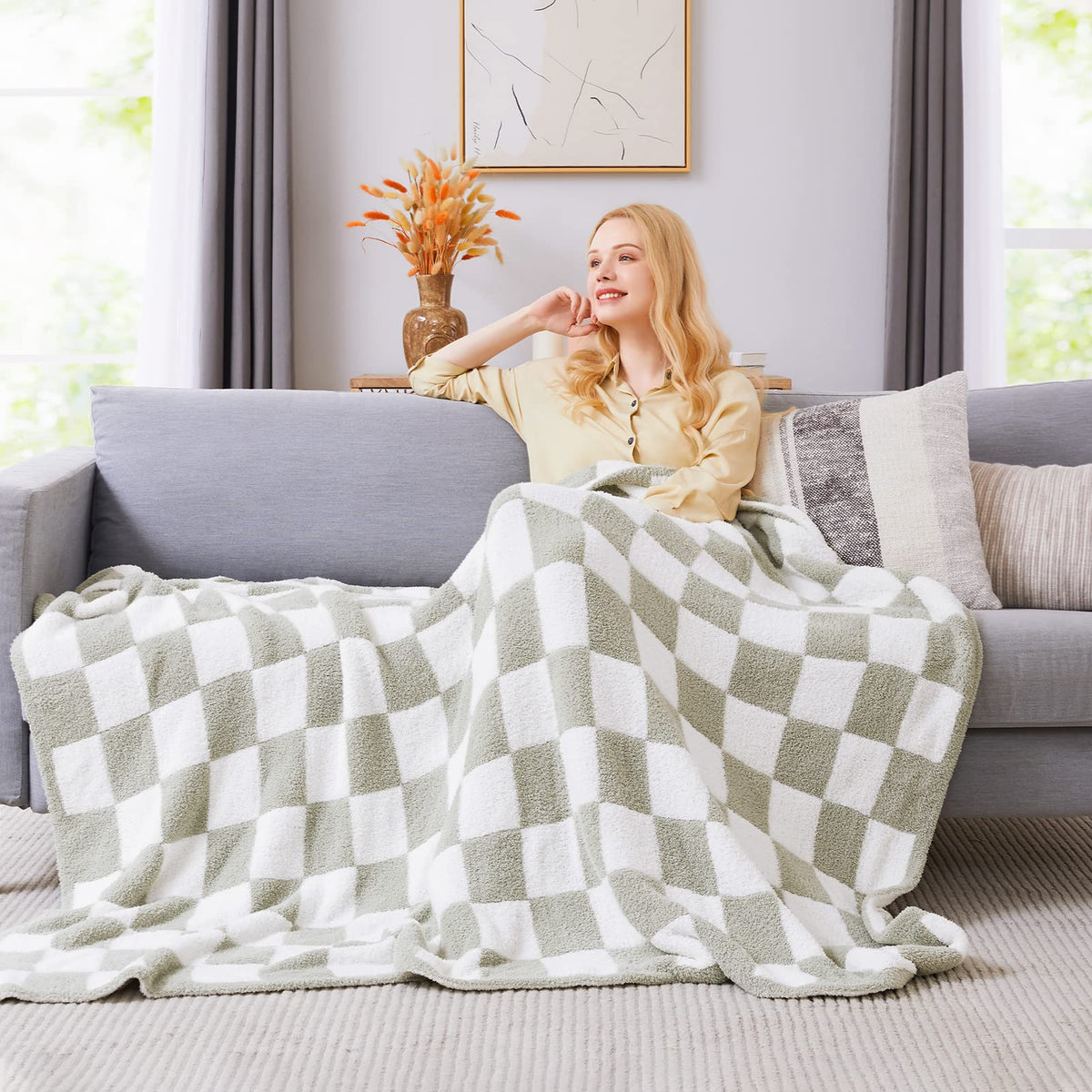 wrensonge checkered throw wrapped with bow gift-ready