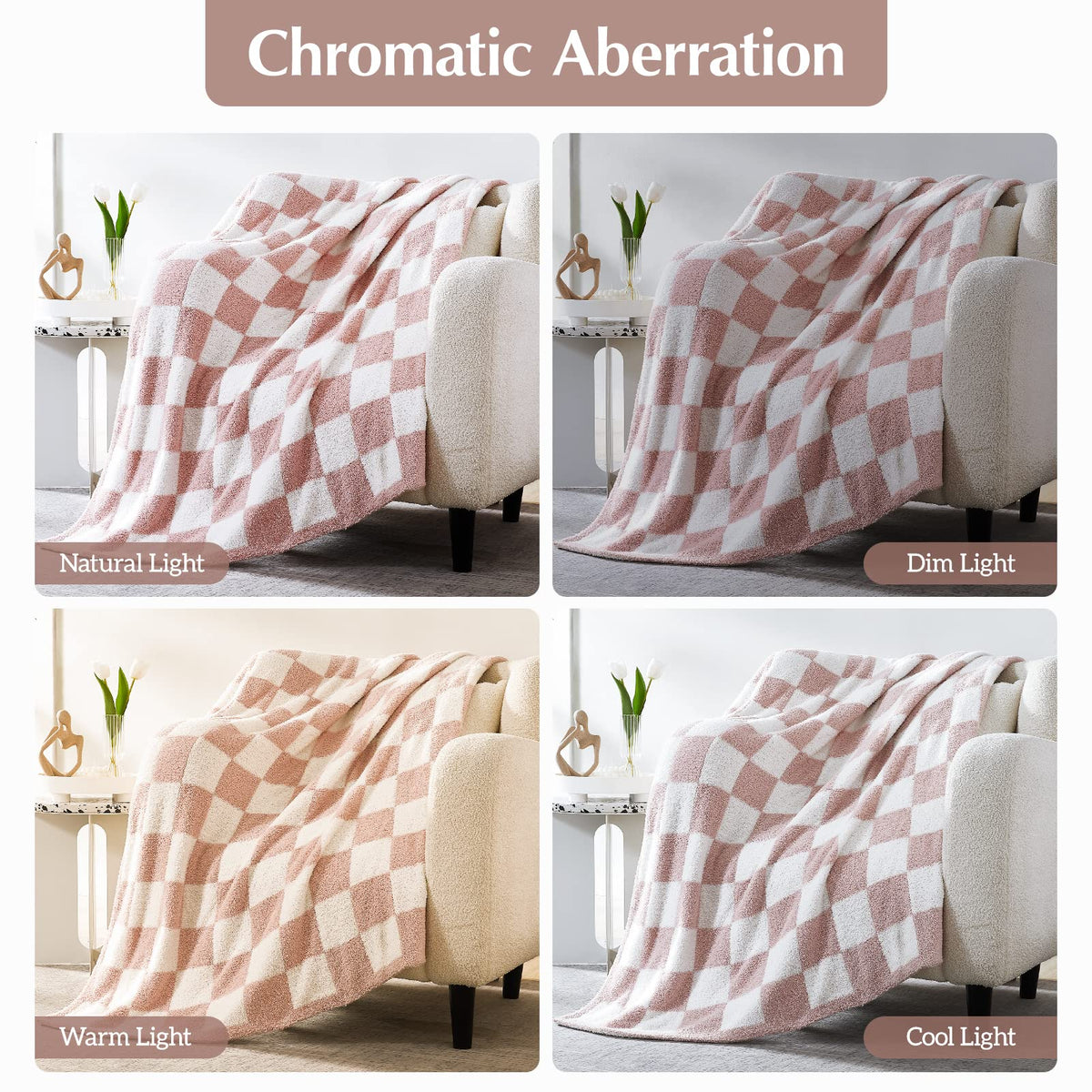 WRENSONGE pink plaid cozy blanket keeps you warm during chilly nights.