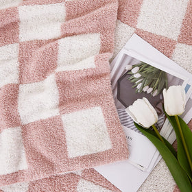 WRENSONGE lightweight throw wraps you for travel or picnics in pink plaid.