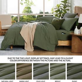 Wrensonge Olive-green comforter texture and soft finish on fabric.