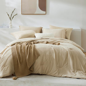 WRENSONGE queen comforter set in beige, a cozy bed-in-a-bag for all-season softness.