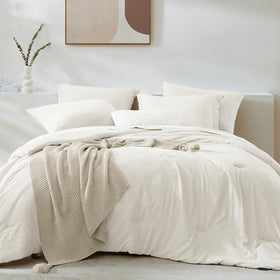 Wrensonge queen comforter set 7 pieces in a clean white finish for all-season use.