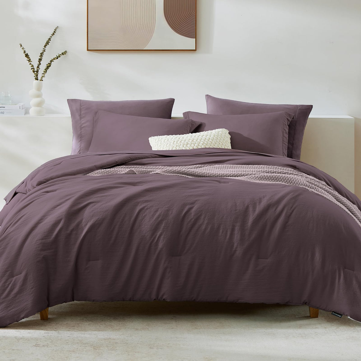 WRENSONGE queen comforter set in artic plum for a soft inviting bed