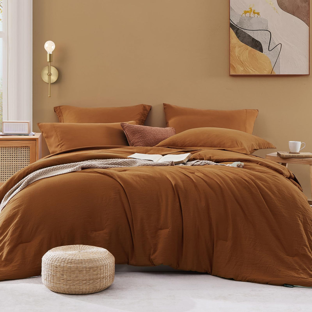Wrensonge queen terracotta comforter close-up shows soft microfiber texture