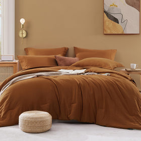 Wrensonge queen terracotta comforter close-up shows soft microfiber texture