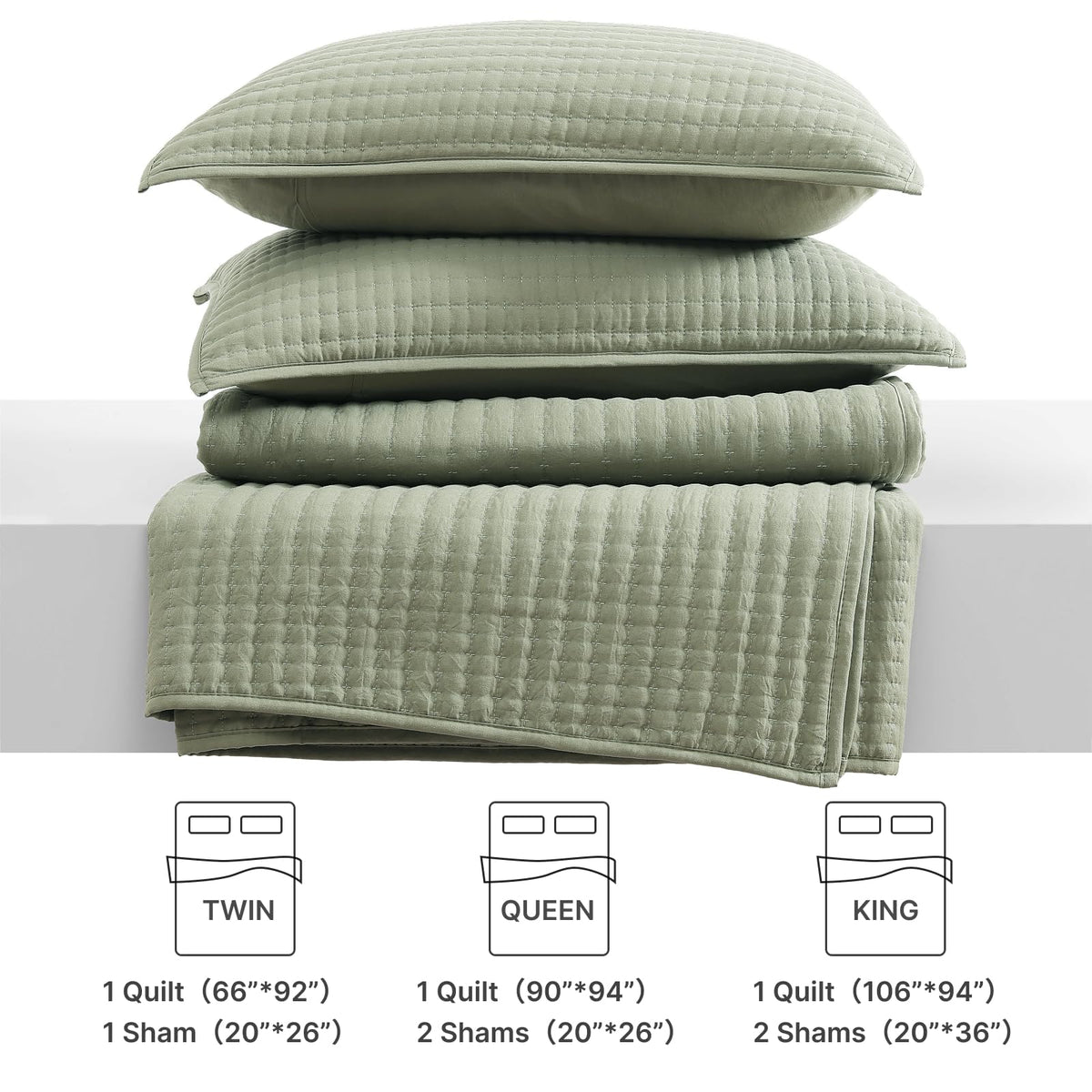 WRENSONGE sage-green quilt packaged for travel and cabin getaways.