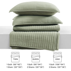 WRENSONGE sage-green quilt packaged for travel and cabin getaways.