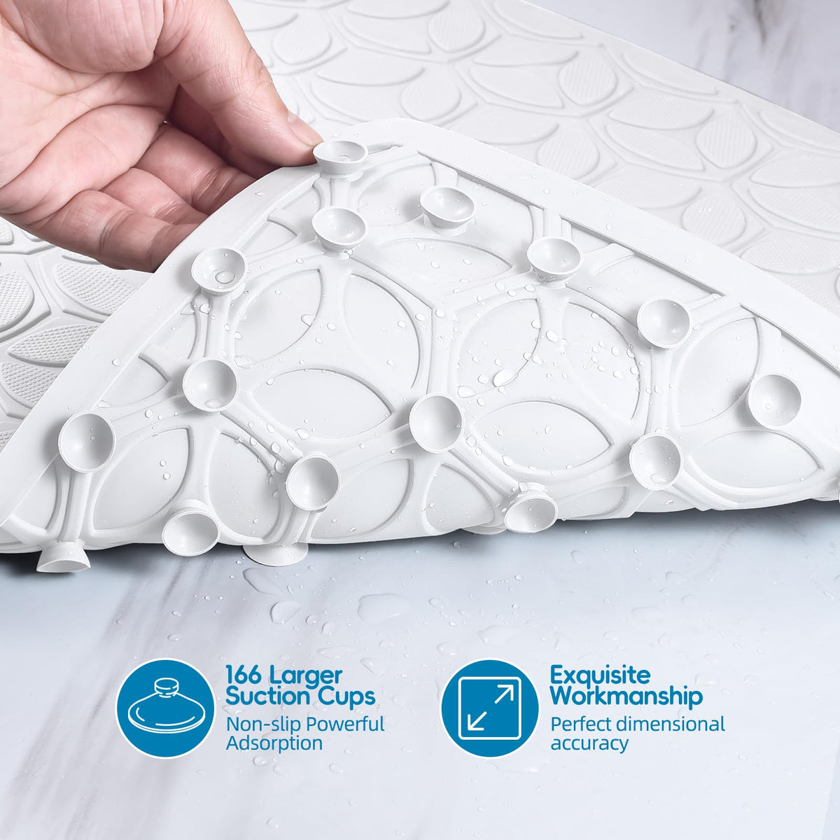 WRISIN leaf-design bath mat adds style while stabilizing footing.