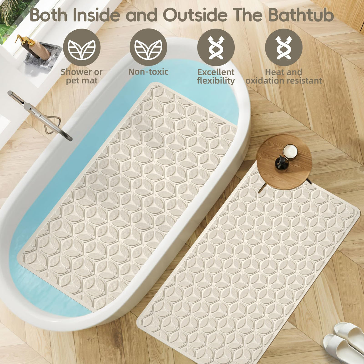 WRISIN mat massage texture eases foot fatigue during bath or shower time.