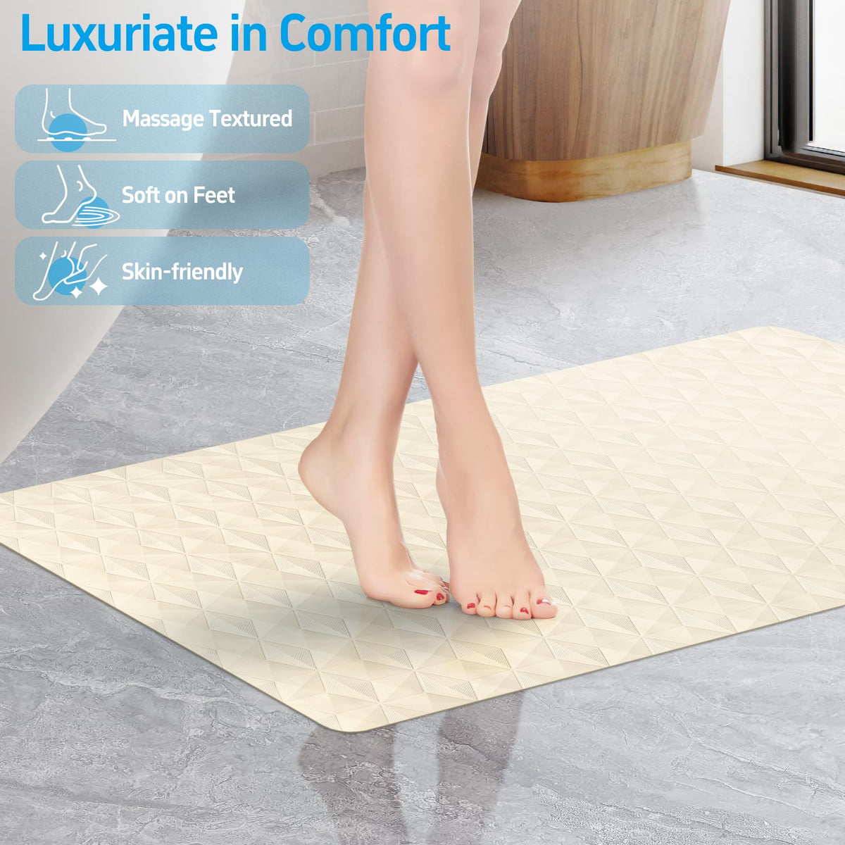 WRISIN mat features soft-touch surface for comfortable steps