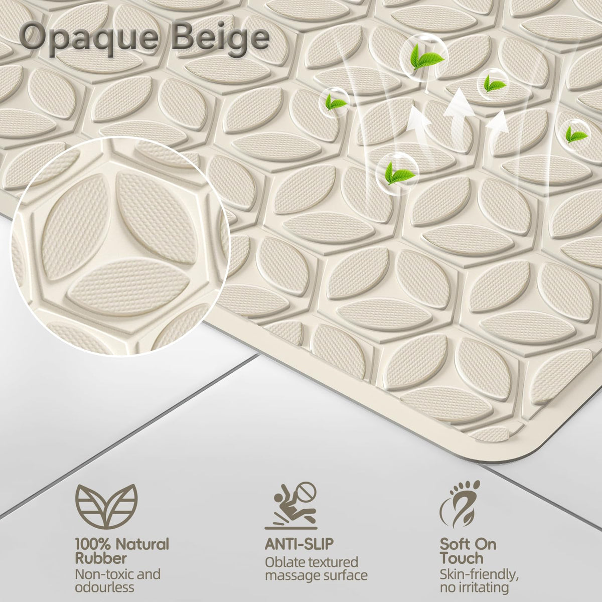 WRISIN bathtub mat suction cups providing secure grip to prevent movement.
