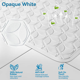 WRISIN mat with textured surface improves grip and comfort in showers.