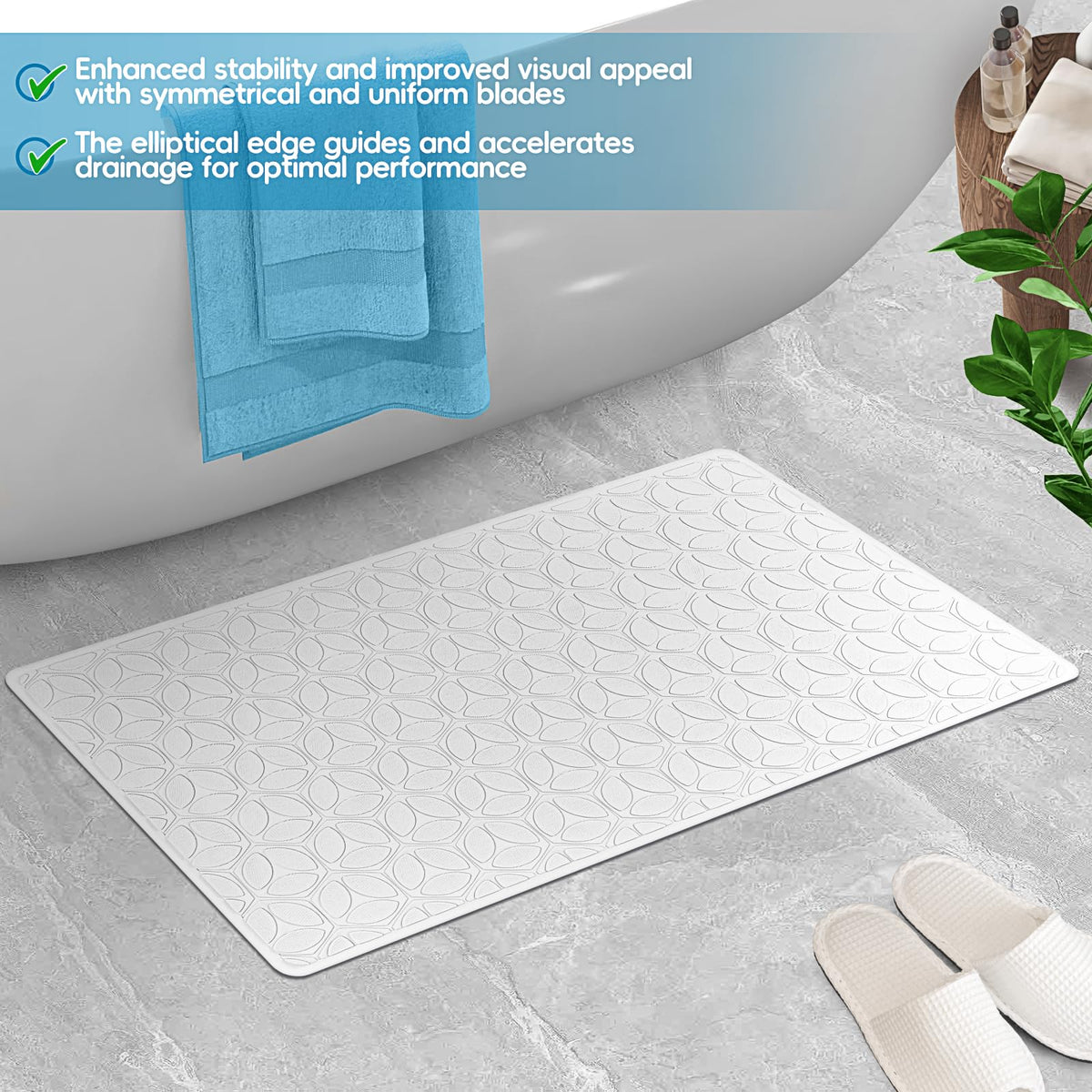 WRISIN wide-coverage mat fits large tubs for full protection.