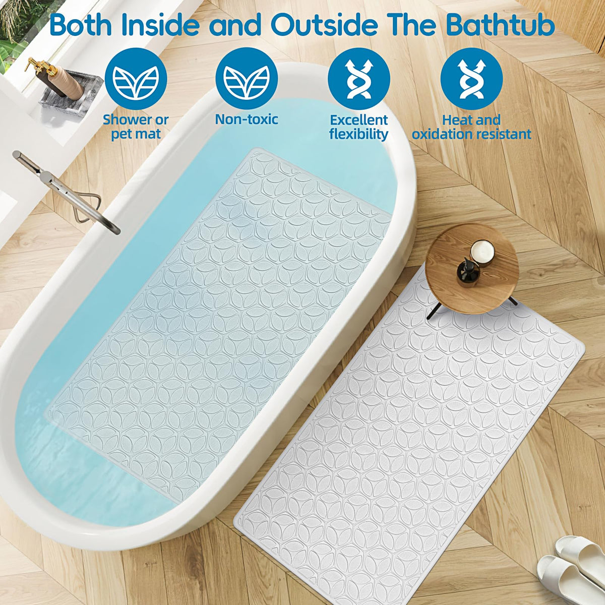 WRISIN natural rubber bath mat, skin-friendly and durable for daily use.
