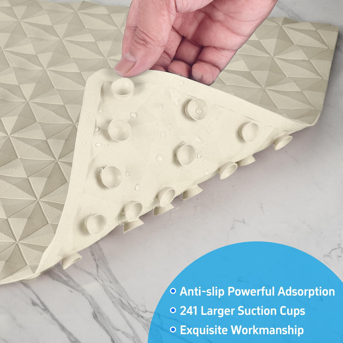 WRISIN non-slip bathtub mat made of natural rubber for skin-friendly use