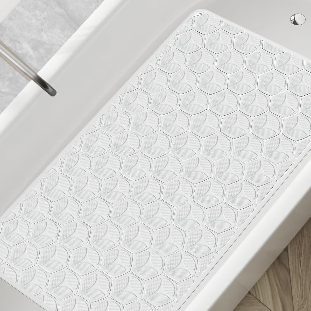 WRISIN pet-friendly bath mat keeps dogs comfortable during baths.