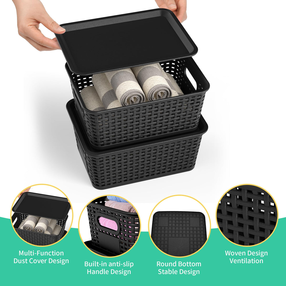 Wrrlors BPA-free durable storage baskets keep items safe while handling.