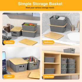 Wrrlors labeled storage baskets help classify shelves with labels included
