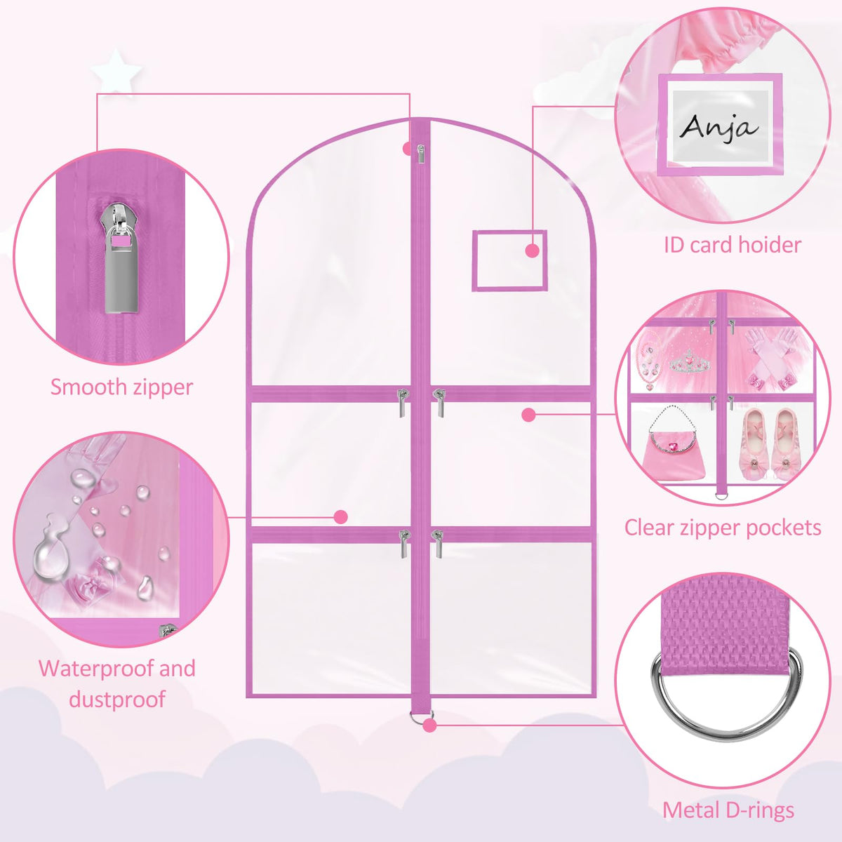Wsaeig easy-to-carry garment bag, ideal for competitions and travel.