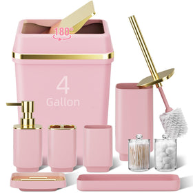 WSBArt pink trash can with lid showing odor control and easy disposal