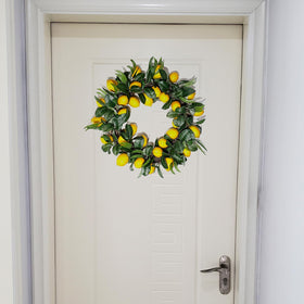 WsCrofts Lemon Wreath crafted from styrofoam and plastic for reuse