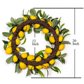 WsCrofts Lemon Wreath yellow lemons and green leaves for a cheerful display