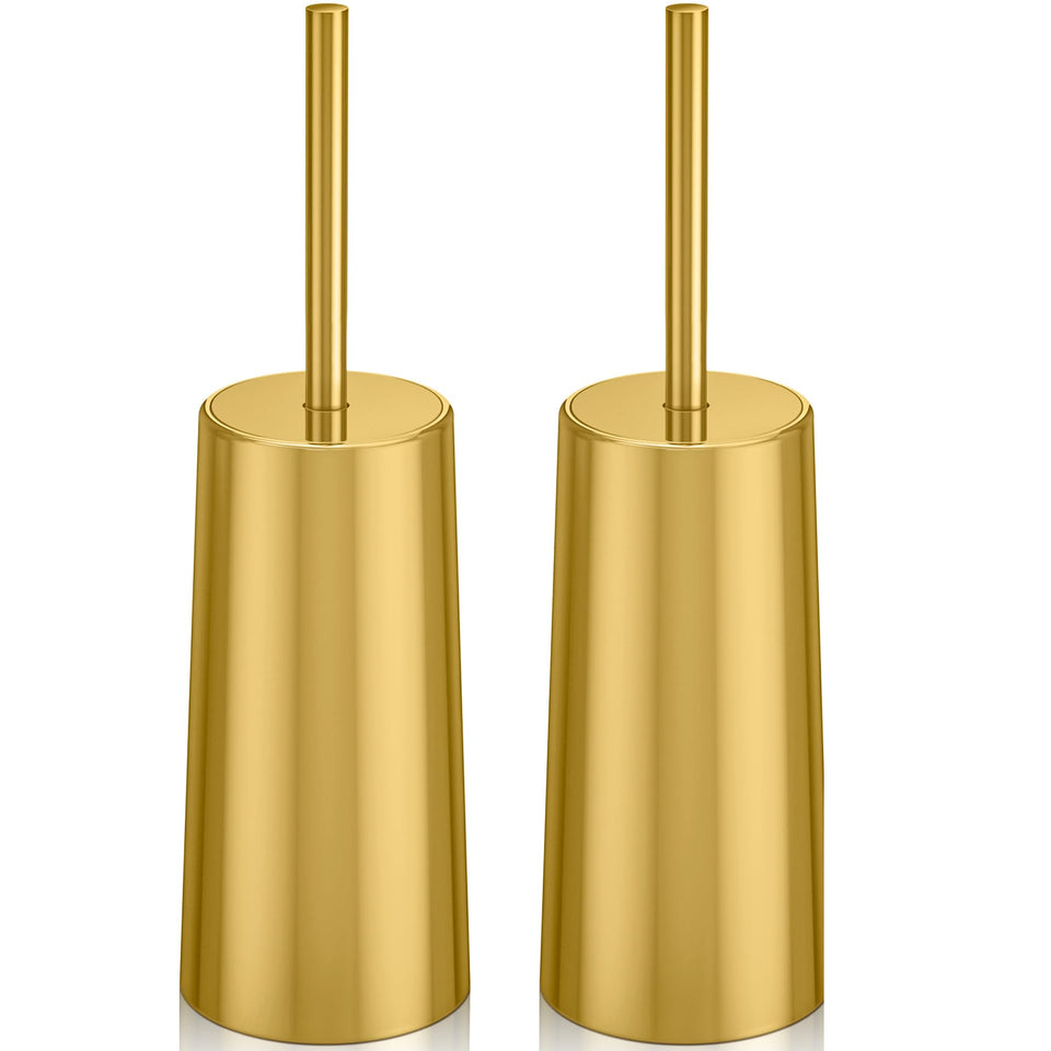 Wsedor toilet brush and holder in gold stainless steel for durable elegance.