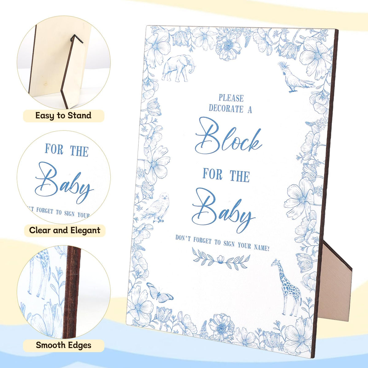 WSICSE blue themed baby shower sign with clear game instructions.