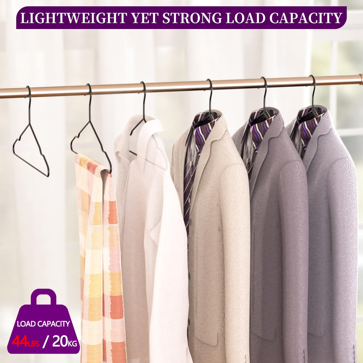 WSJYKN standard-size hangers fit shirts, jackets, and suits securely.