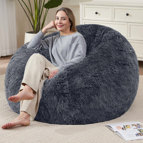WSOFRLAC bean bag cover in plush faux fur for luxurious lounging.