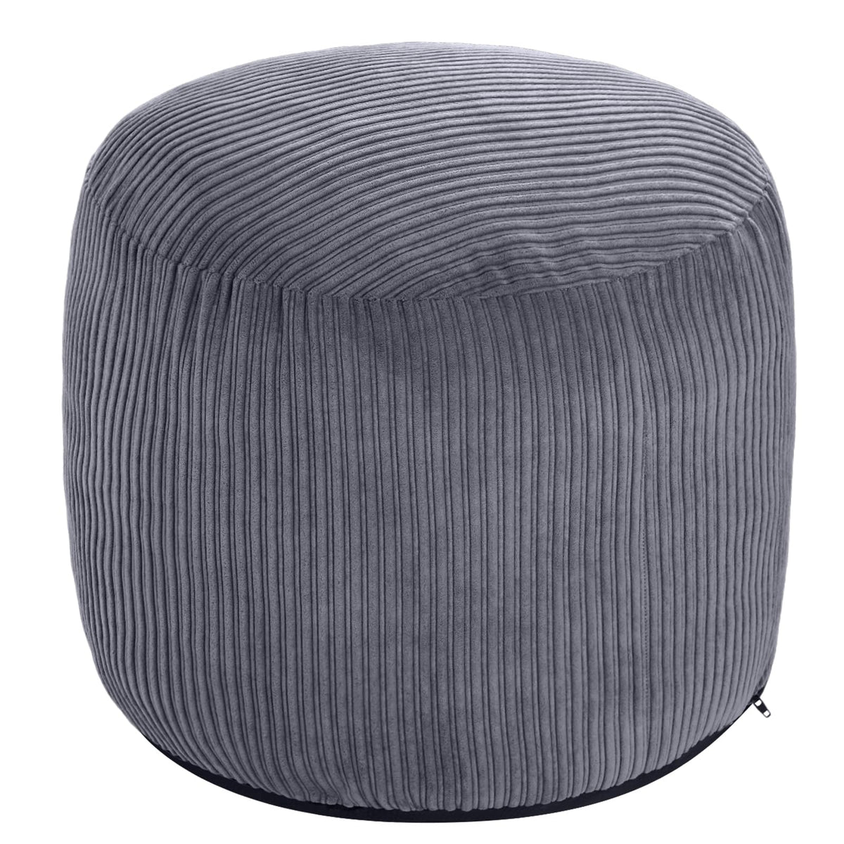 WSOFRLAC Pouf Ottoman in dark grey corduroy adds soft seating to small spaces.