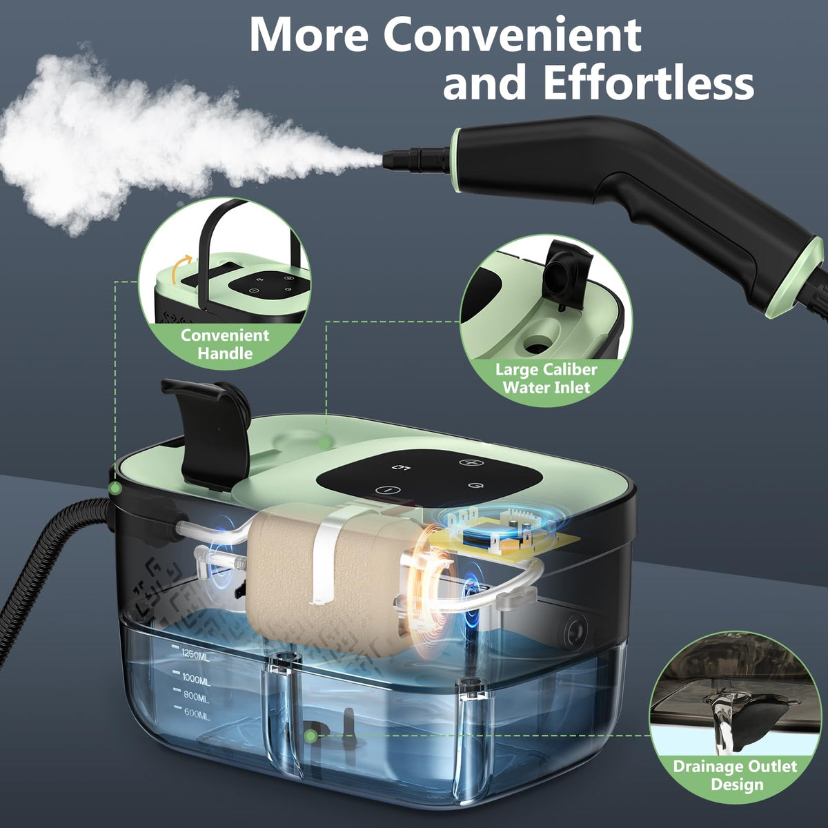 WSRYYCC steam cleaner 16-piece accessories set enables deep cleaning.