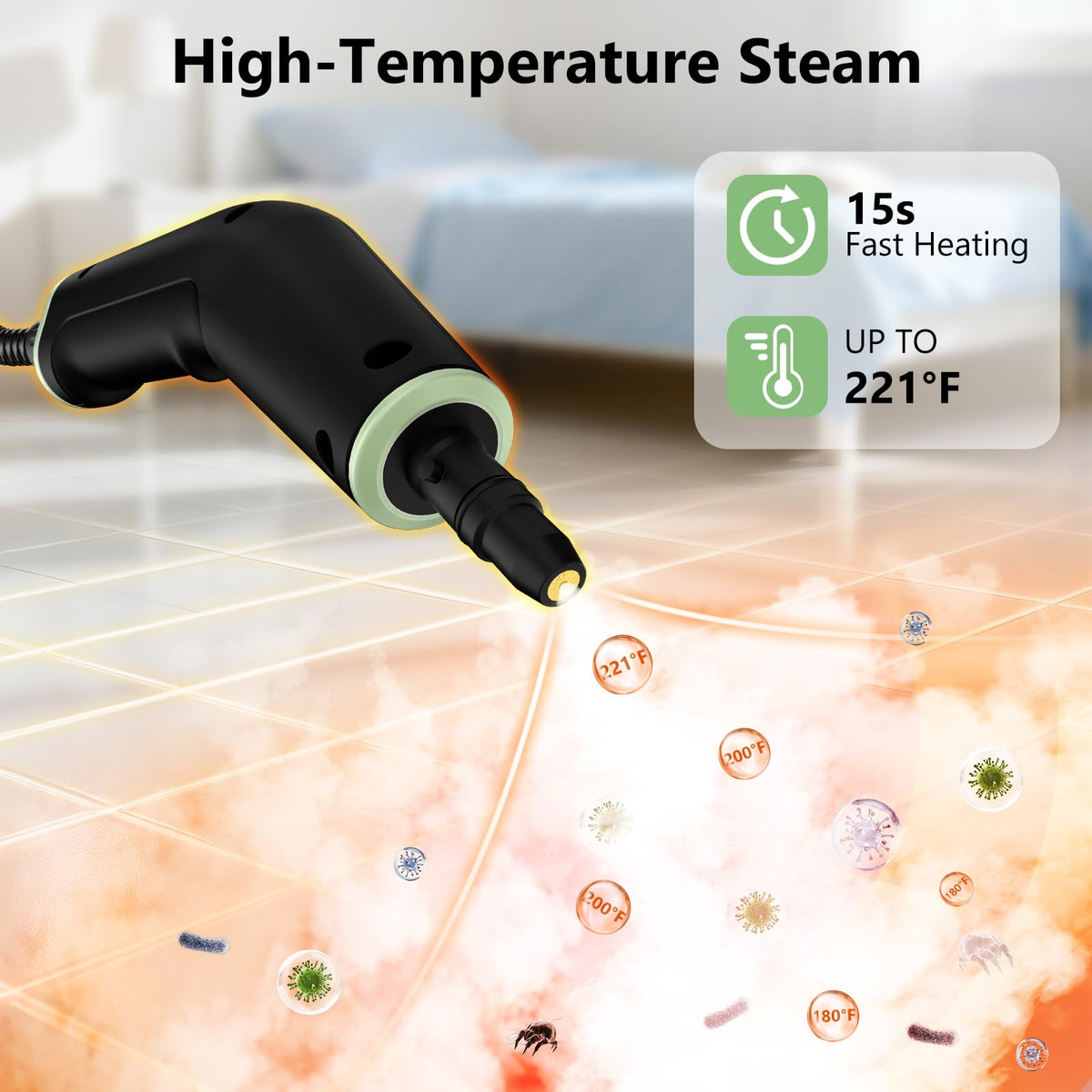 WSRYYCC steam cleaner with 6-level control for versatile steam intensity.