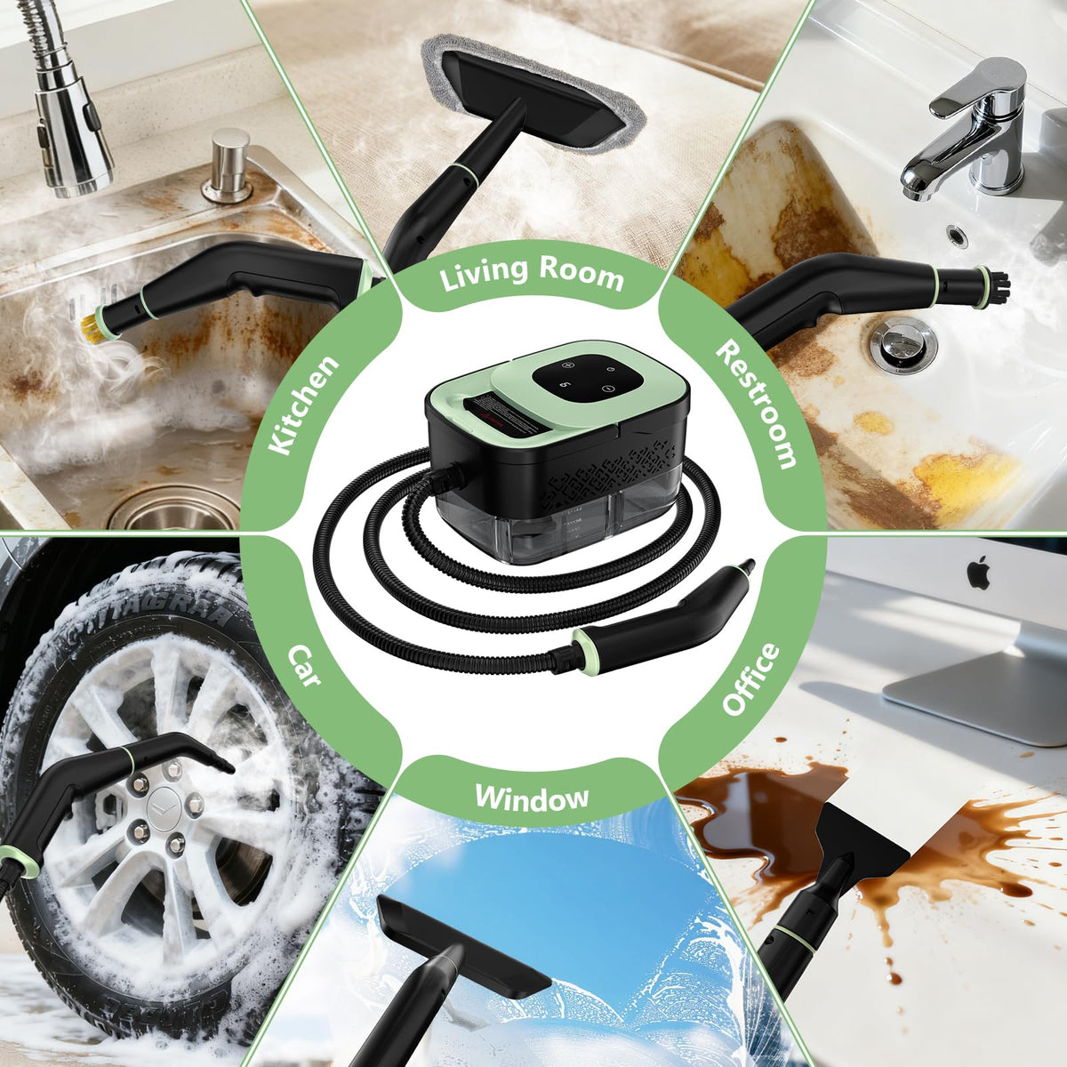 WSRYYCC steam cleaner used in bathroom and kitchen for chemical-free cleaning.