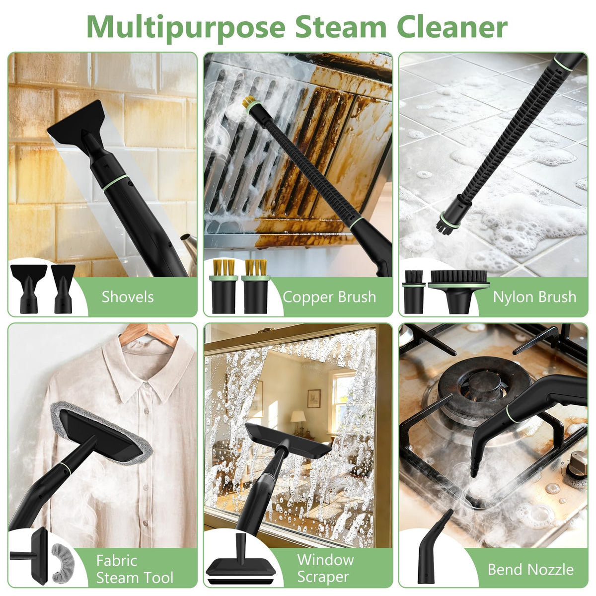 WSRYYCC steam cleaner compact handheld design for easy reach and maneuverability.
