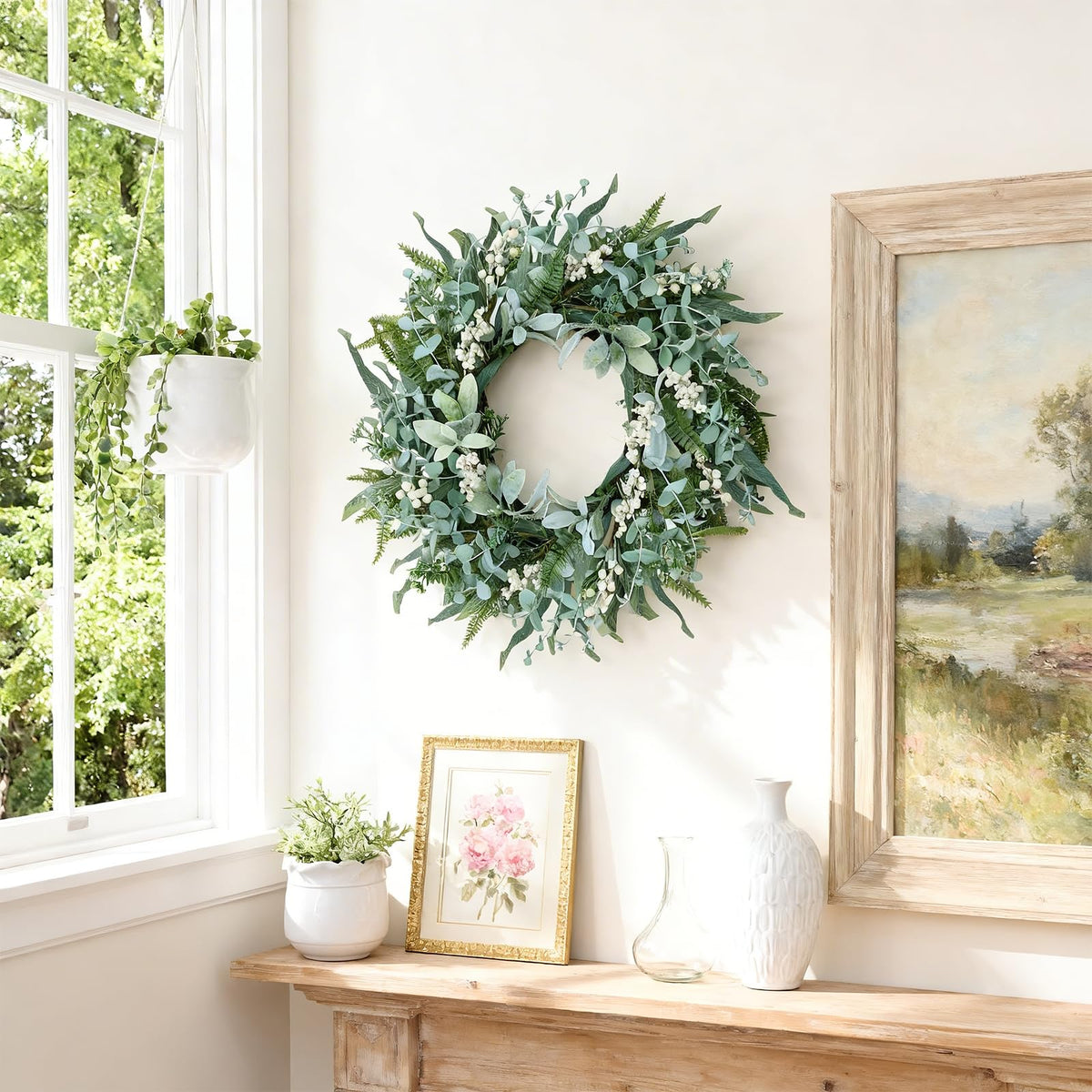 WSTPUPU wreath suited for indoor or covered outdoor spaces.