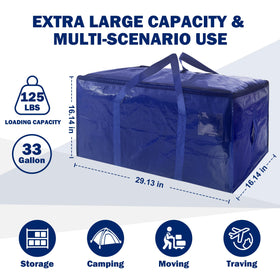 WTREE 33-gallon moving bag open top view for quick oversized item packing.