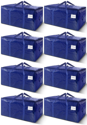 WTREE 8-pack moving bags with reinforced zipper and wrapped handles for heavy loads.