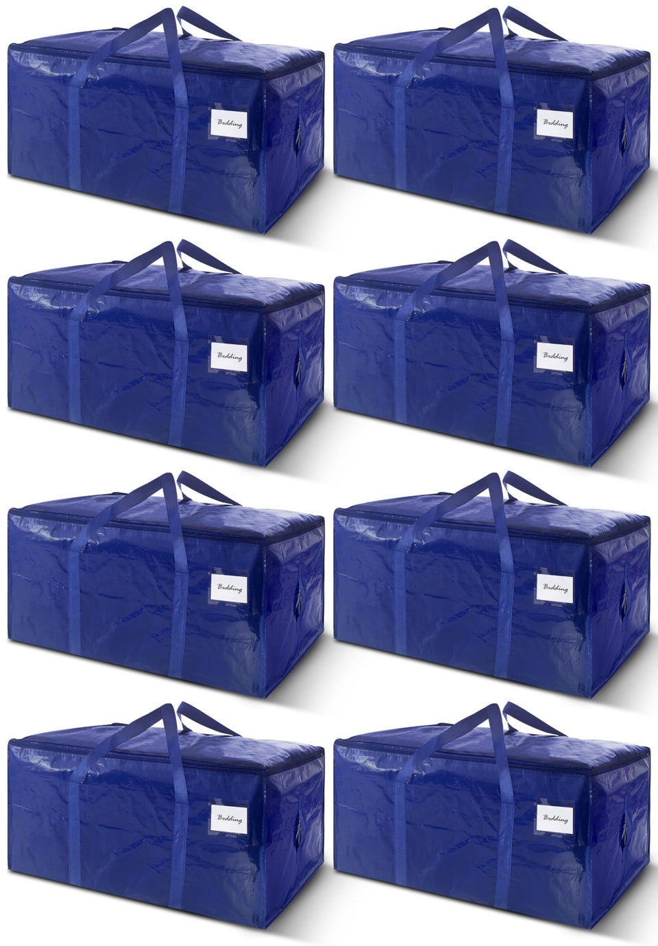 WTREE 8-pack moving bags with reinforced zipper and wrapped handles for heavy loads.