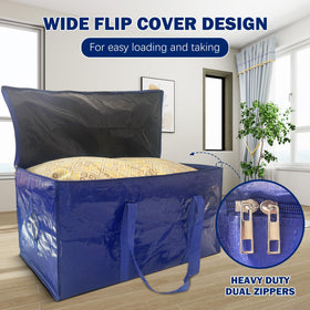 WTREE dark-blue clothes storage bag with reinforced handles for easy transport.