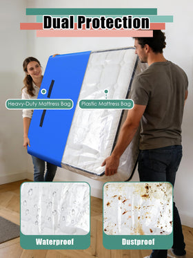 WTREE inside clear protector demonstrates dust-proof mattress storage capability.