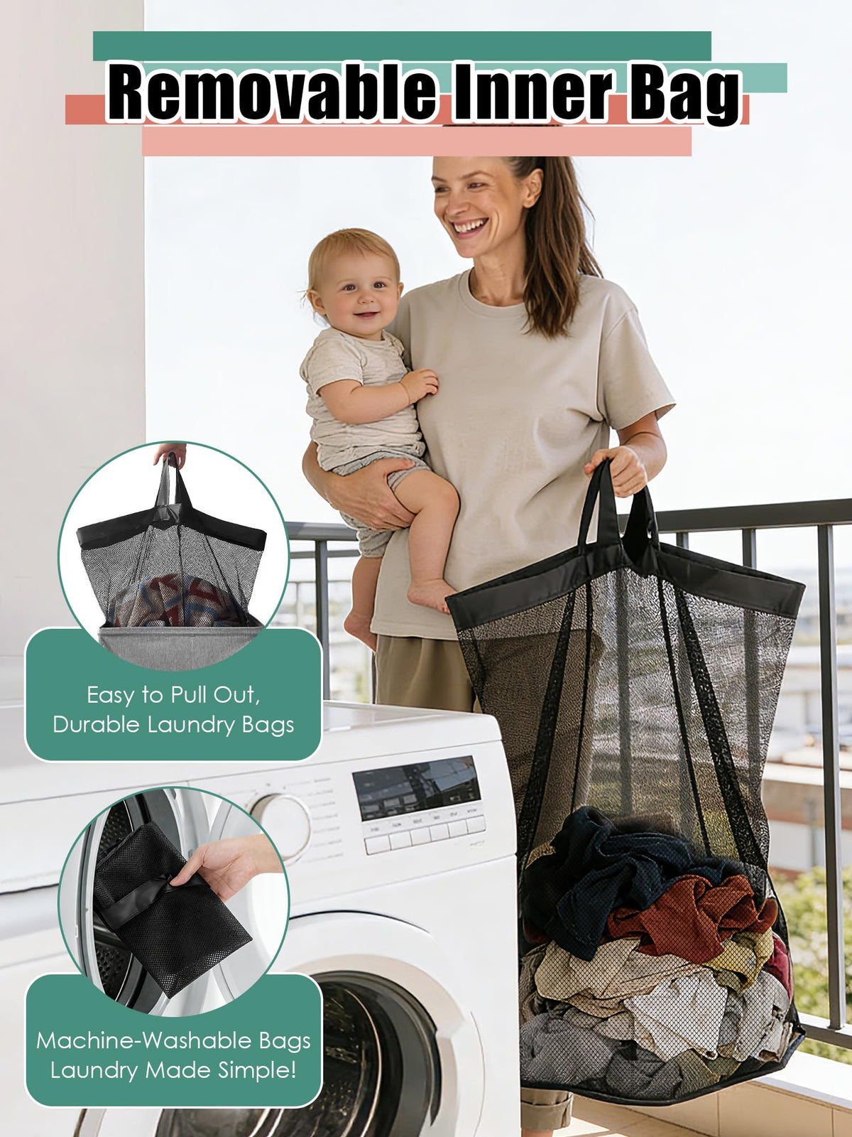 WTREE laundry hamper 100L capacity supports 2–3 loads for busy households.