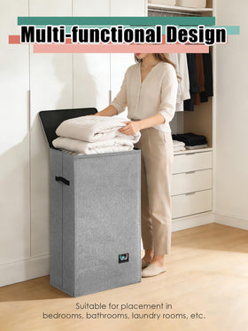 WTREE laundry hamper foldable design folds down to two inches for compact storage.