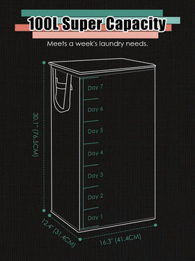 WTREE laundry hamper heavy-duty 600D fabric resists tears and protects damp towels.