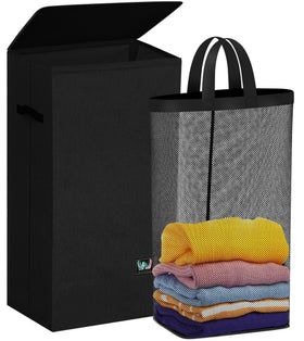 WTREE Laundry Hamper with Lid shows secure flip-top lid for odor control