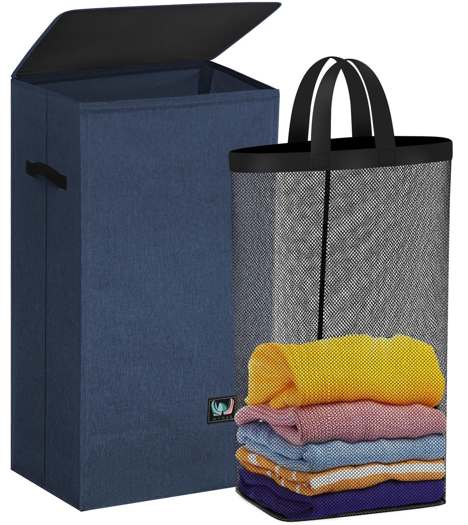 WTREE laundry hamper with lid hides laundry and traps odors.